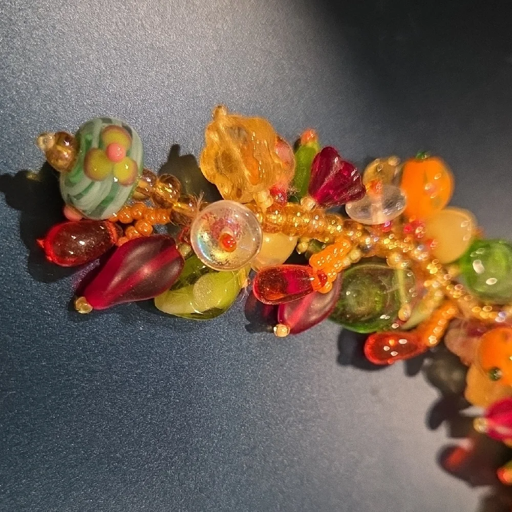 Colorful Glass Bead Cluster Bracelet - Multicolor